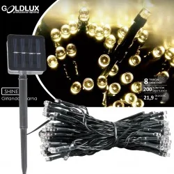 Swiecace-kule-i-girlandy - girlanda solarna led z ciepłym światłem 3000k ip44 21,9m shine 200 led 316745 polux-goldlux 