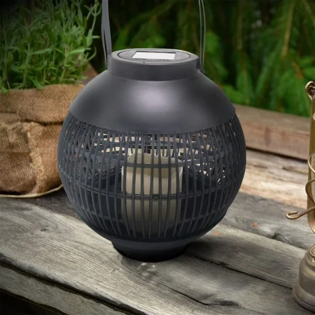 Latarenki-ogrodowe - latarenka solarna czarna kula lampion ogrodowy z ciepłym światłem ip44 ball ii vo2793 volteno 