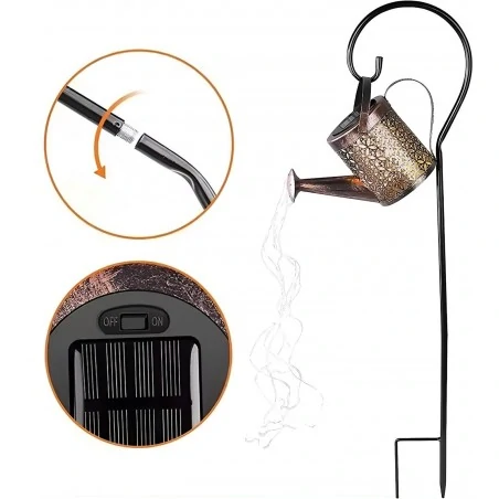 Lampy-solarne - lampa ogrodowa oświetlenie solarne w formie miedzianej konewki z ciepłym światłem ip44 cortina 