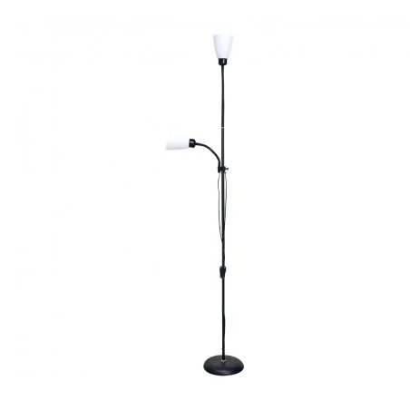 Lampy-stojace - lampa podłogowa czarna z dwoma kloszami 2xe27 176cm mader ideus 