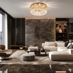 Plafony - złoty plafon w stylu glamour z kryształami 10xe14 maranga 18-33345 candellux 