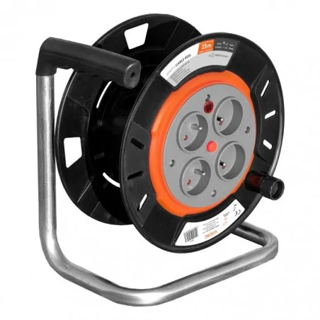 Przedluzacze-bebnowe - zwijak bębnowy na kabel 25m 4 gniazda 2p+z cr-3 orno 