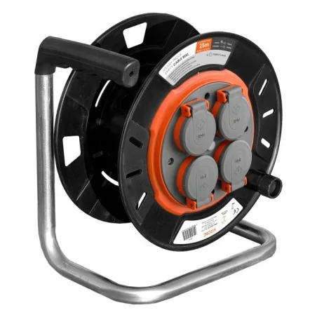 Przedluzacze-bebnowe - bryzgoszczelny zwijak bębnowy na kabel 50m 4 gniazda z klapką ip44 cr-5 orno 