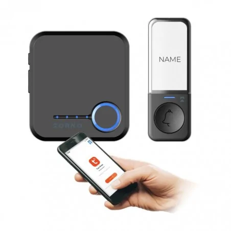 Dzwonki-do-drzwi-bezprzewodowe - dzwonek bezprzewodowy na wi-fi czarny learning system z przyciskiem bezbateryjnym sigo ac or-db-mk-174/b orno 