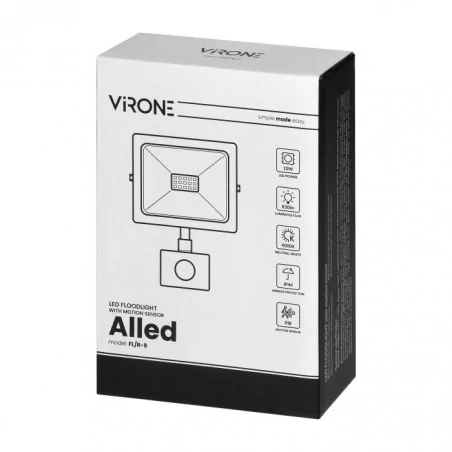 Naswietlacze-led-10w - czarny naświetlacz led z czujnikiem ruchu 10w 4000k ip44 alled fl/r-9 orno 