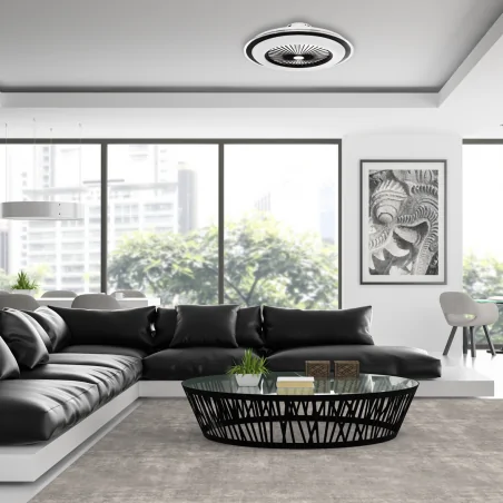 Plafony - ml8339 zonda okrągły plafon led z wentylatorem sterowany pilotem 48w milagro eko-light 