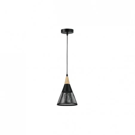 Lampy-sufitowe - lampa sufitowa wisząca w kolorze czarnym z akcentem drewna e27 hira 0023 lvt 