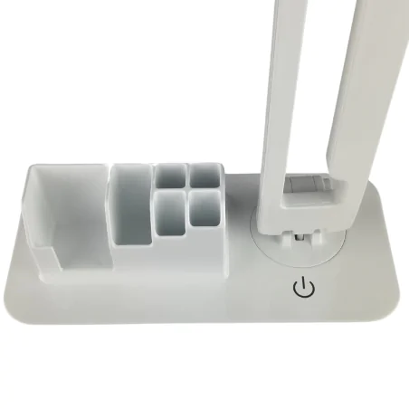 Lampki-biurkowe - lampka led na biurko z organizerem i neutralnym światłem biała 