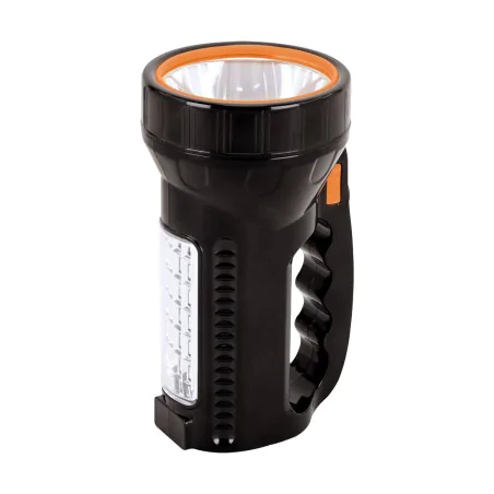Latarki-led - 04451 latarka czarna ręczna led 3w+3w burta ideus 