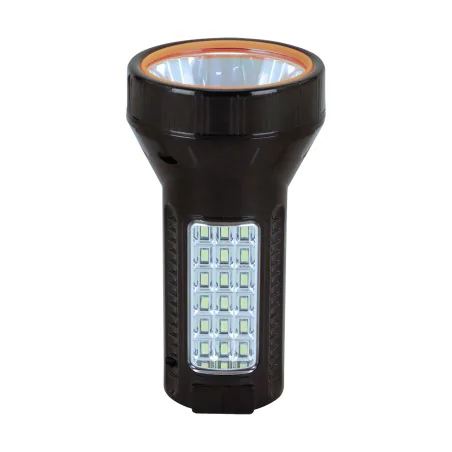 Latarki-led - 04451 latarka czarna ręczna led 3w+3w burta ideus 