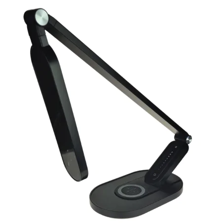 Lampki-biurkowe - lampka biurkowa led czarna z ładowarką i z regulacją światła zen 