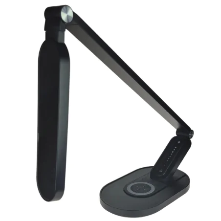 Lampki-biurkowe - lampka biurkowa led czarna z ładowarką i z regulacją światła zen 