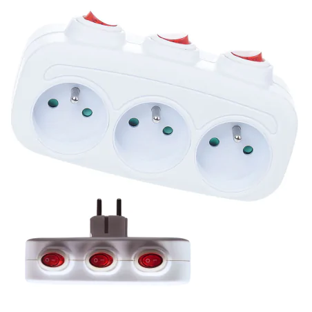 Rozgalezniki - rozgałęźnik elektryczny do gniazdka z 3 wyłącznikami z-10 rum-lux 
