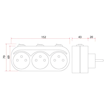 Rozgalezniki - rozgałęźnik elektryczny do gniazdka z 3 wyłącznikami z-10 rum-lux 