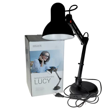 Lampki-biurkowe - lampka biurkowa kreślarska czarna z regulacją kąta nachylenia lucy 