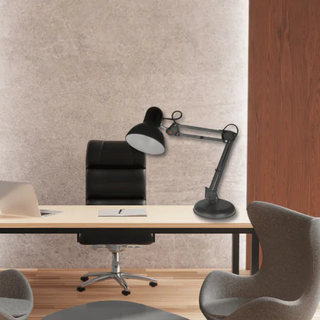 Lampki-biurkowe - lampka biurkowa kreślarska czarna z regulacją kąta nachylenia lucy 