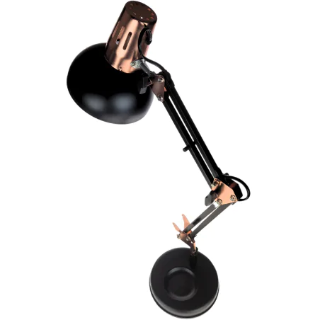 Lampki-biurkowe - lampka kreślarska metalowa czarno-miedziana ariel 