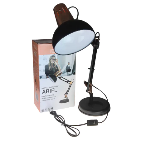 Lampki-biurkowe - lampka kreślarska metalowa czarno-miedziana ariel 