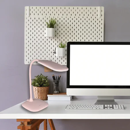 Lampki-biurkowe - lampka biurkowa led różowa z regulowanym ramieniem lisa 