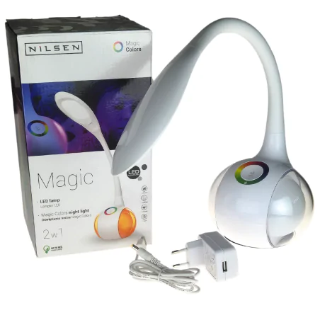 Lampki-biurkowe - lampka na biurko led ściemnialna ze światłem rgb w podstawie magic 