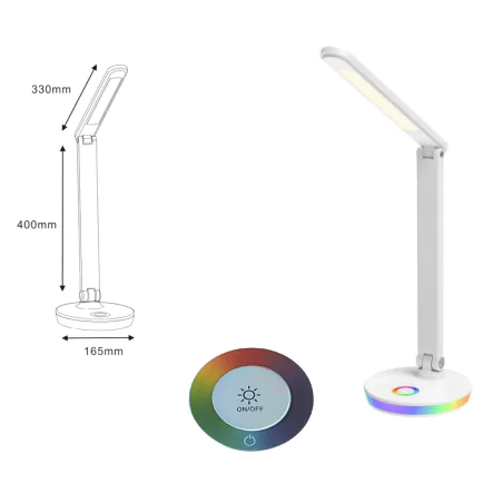 Lampki-biurkowe - lampka biurkowa led z kolorowym światłem w podstawie biała 