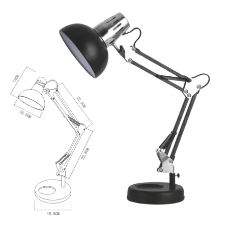 Lampki-biurkowe - lampka gabinetowa kreślarska czarno srebrna ariel 