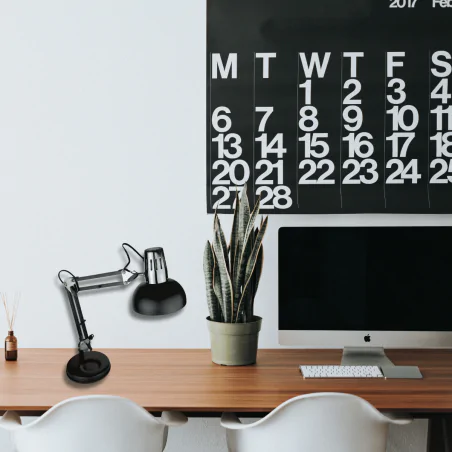 Lampki-biurkowe - lampka gabinetowa kreślarska czarno srebrna ariel 