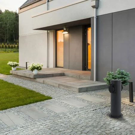 Slupki-ogrodowe - słupek ogrodowy z dwoma gniazdami czarny 220-240v elektri 28 327956 polux-goldlux 