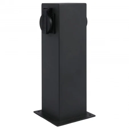 Slupki-ogrodowe - kwadratowy słupek ogrodowy czarny z dwoma gniazdami elektri 28 327963 polux-goldlux 