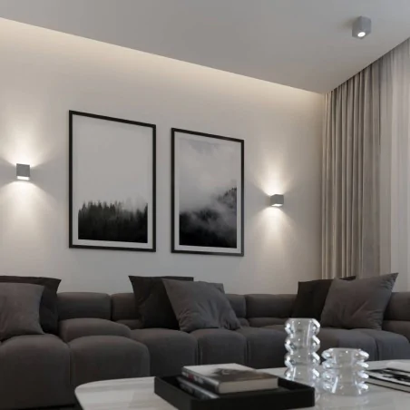 Kinkiety-do-salonu - sl.0487 dwukierunkowy kinkiet z betonu 40w g9 quad  sollux 