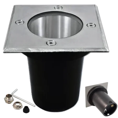 Oprawy-led-zewnetrzne - oprawa najazdowa kwadratowa lampa chodnikowa wpuszczana w grunt gu10 chrom 