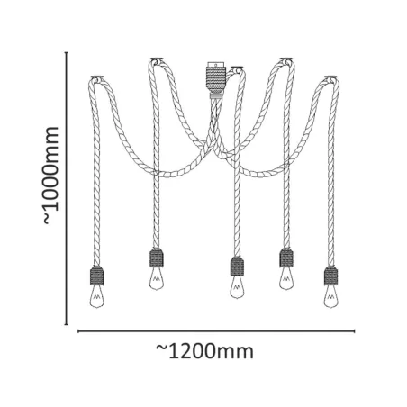 Lampy-sufitowe - lampa wisząca sufitowa w loftowym stylu beżowa rope pajączek 