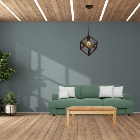 Lampy-sufitowe - lampa wisząca sufitowa w kształcie sześcianu czarna sweden 