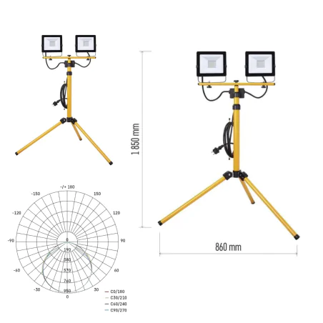 Naswietlacze-led-30w - komplet dwóch naświetlaczy led 30w ze statywem ip65 hobby slim zs2231.2 emos 