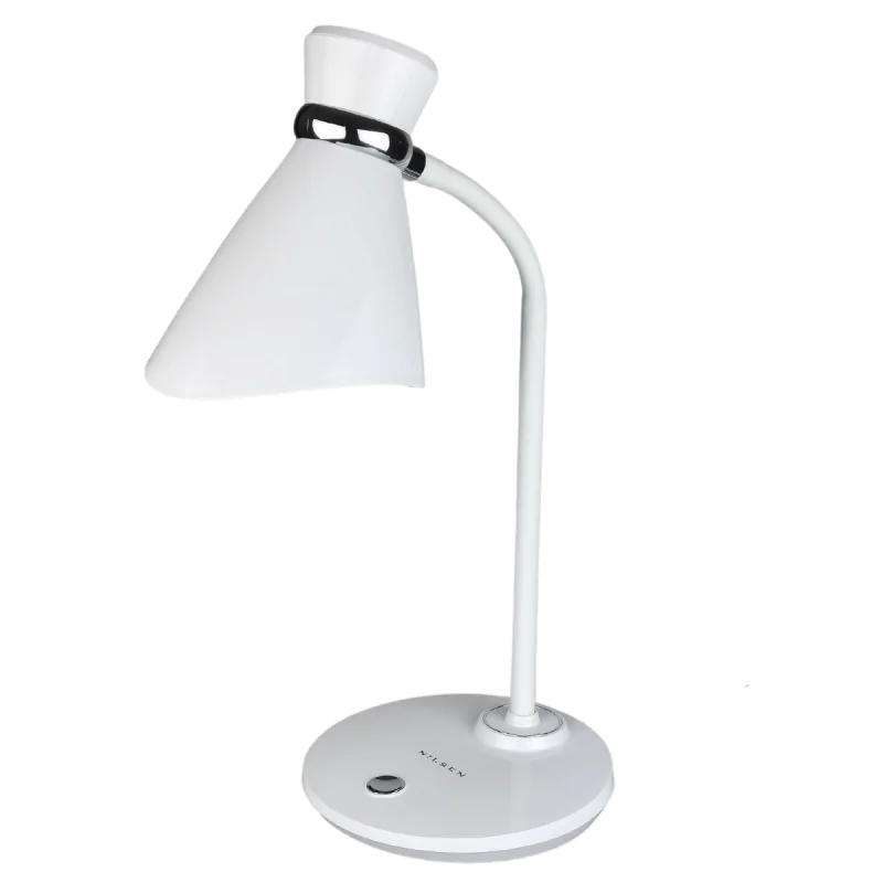 Lampki-biurkowe - lampka na biurko w kolorze białym regulowane ramię helen firmy NILSEN w cenie 86,28 zł. Gwarantowana dostawa w ciągu 24h.  Lampki-biurkowe - lampka na biurko w kolorze białym regulowane ramię helen firmy NILSEN