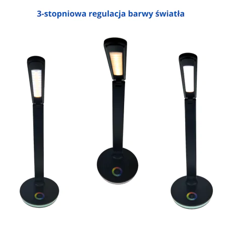 Lampki-biurkowe - lampka biurkowa led z kolorowym światłem w podstawie czarna magic nilsen 
