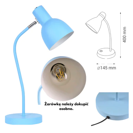 Lampki-biurkowe - lampka na biurko niebieska z regulowanym kloszem mimi 