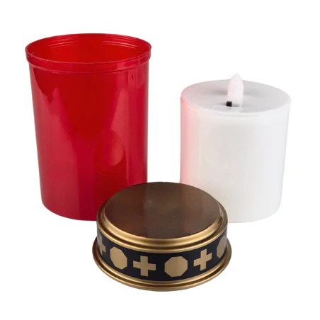 Latarenki-ogrodowe - znicz cmentarny led na baterie czerwony z czujnikiem zmierzchu 