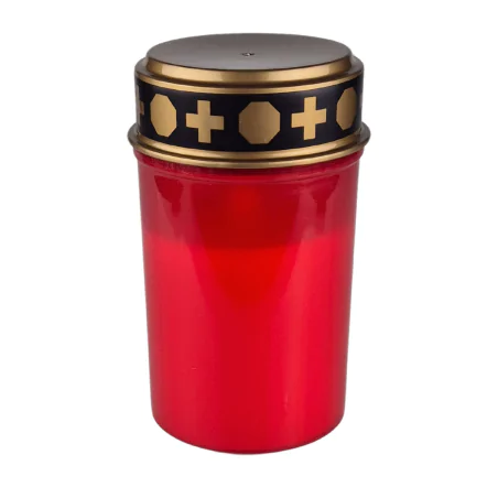 Latarenki-ogrodowe - znicz cmentarny led na baterie czerwony z czujnikiem zmierzchu 