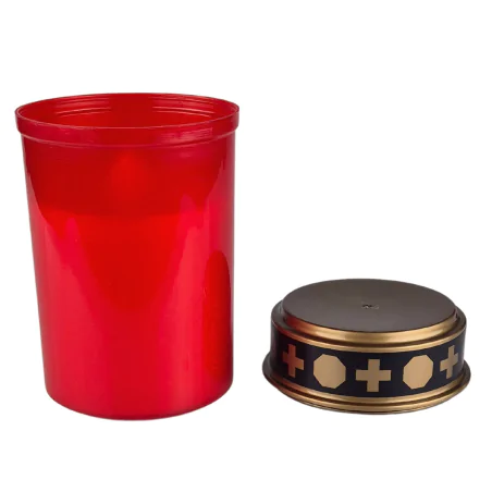 Latarenki-ogrodowe - znicz cmentarny led na baterie czerwony z czujnikiem zmierzchu 