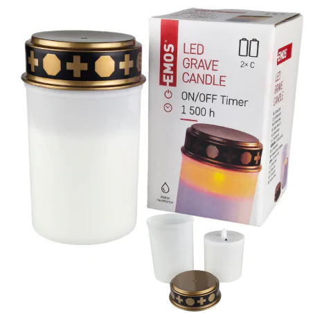 Latarenki-ogrodowe - znicz led na baterie biały z wyłącznikiem czasowym 