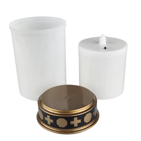 Latarenki-ogrodowe - znicz led na baterie biały z wyłącznikiem czasowym 