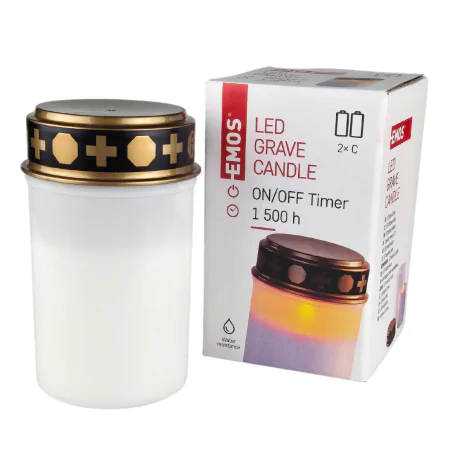 Latarenki-ogrodowe - znicz led na baterie biały z wyłącznikiem czasowym 