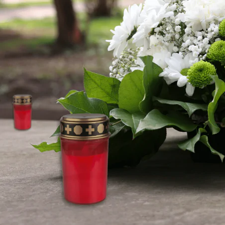 Latarenki-ogrodowe - świeczka led na cmentarz znicz na baterie czerwony z timerem 