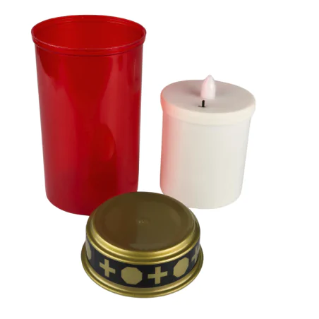 Latarenki-ogrodowe - znicz led czerwony lampion cmentarny na baterie wbijany w grunt 