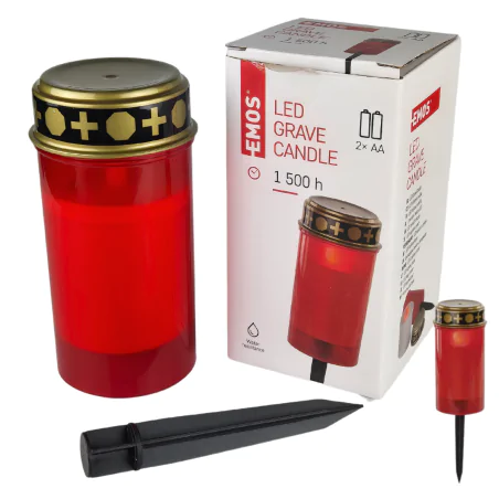Latarenki-ogrodowe - znicz led czerwony lampion cmentarny na baterie wbijany w grunt 