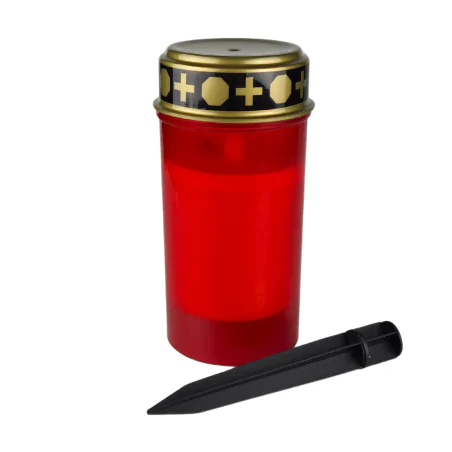 Latarenki-ogrodowe - znicz led czerwony lampion cmentarny na baterie wbijany w grunt 