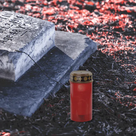 Latarenki-ogrodowe - znicz led czerwony lampion cmentarny na baterie wbijany w grunt 