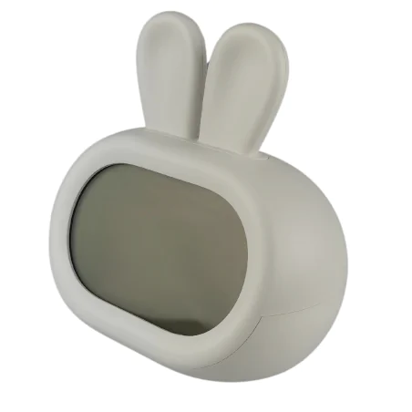 Oswietlenie-do-pokoju-dzieciecego - zegar z budzikiem dziecięcy szary króliczek prezent dla dziecka interblue 