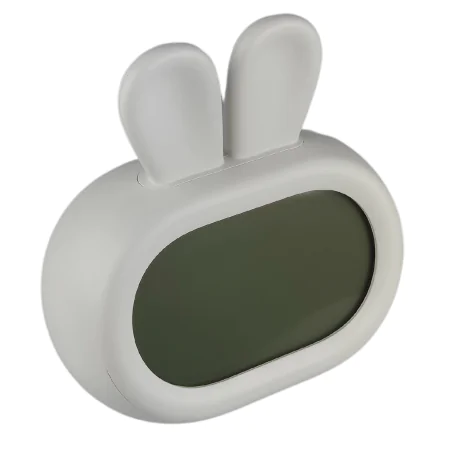 Oswietlenie-do-pokoju-dzieciecego - zegar z budzikiem dziecięcy szary króliczek prezent dla dziecka interblue 